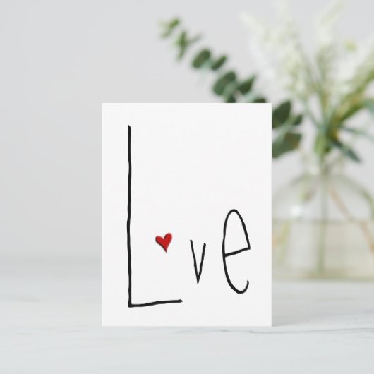 Love Heart Black Briefkaart (Staand voorkant)