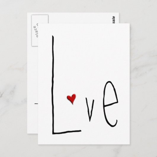 Love Heart Black Briefkaart (Voorkant / Achterkant)