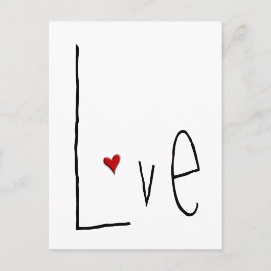 Love Heart Black Briefkaart (Voorkant)