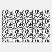 Love Heart Black en White Valentijns Inpakpapier Vel (Voorkant 3)