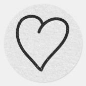 Love Heart Black Glitter Valentijns Classic Round Ronde Sticker (Voorkant)