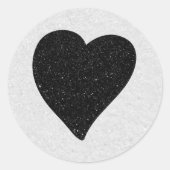 Love Heart Black Glitter Valentijns Ronde Sticker (Voorkant)