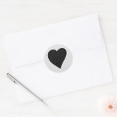 Love Heart Black Glitter Valentijns Ronde Sticker (Envelop)