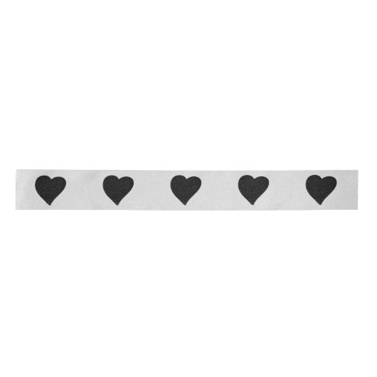 Love Heart Black Glitter Valentijns Satin Ribbon Satijnen Lint (Voorkant)