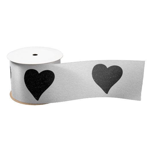 Love Heart Black Glitter Valentijns Satin Ribbon Satijnen Lint (Spoel)