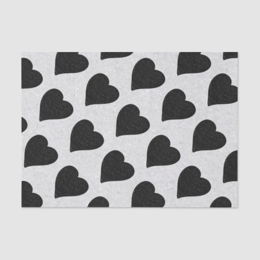 Love Heart Black Glitter Valentijns Tissue Paper Tissuepapier (Voorkant)