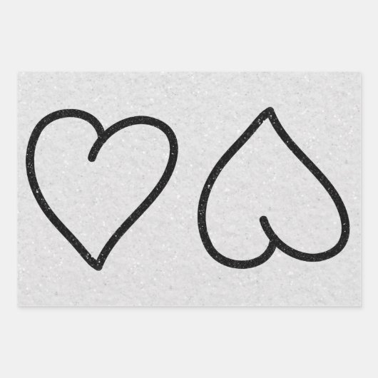 Love Heart Black Glitter Valentijns's rapping Pape Inpakpapier Vel (Voorkant)