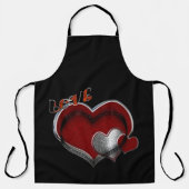 Love Heart Black Kitchen Cooking Mess Free Large Schort (Voorkant)