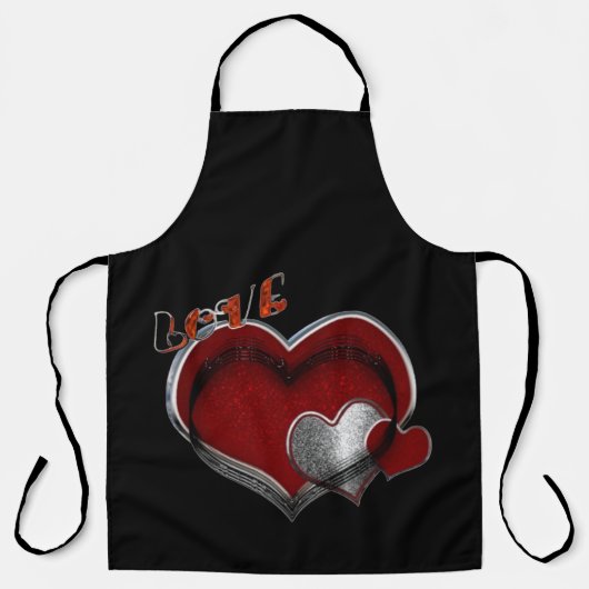 Love Heart Black Kitchen Cooking Mess Free Large Schort (Voorkant)