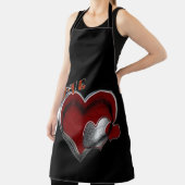 Love Heart Black Kitchen Cooking Mess Free Large Schort (Insitu)