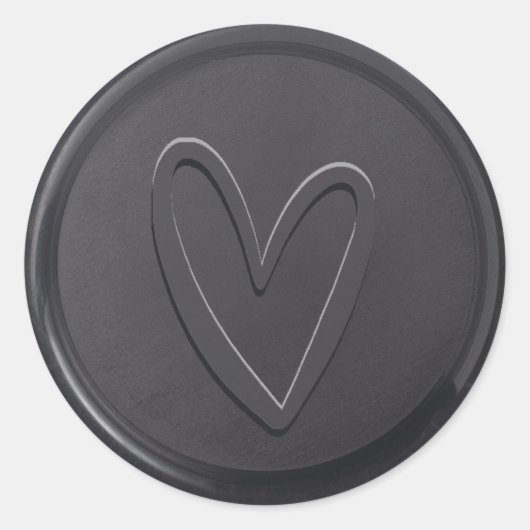 Love Heart Black Wax Seal Sticker (Voorkant)