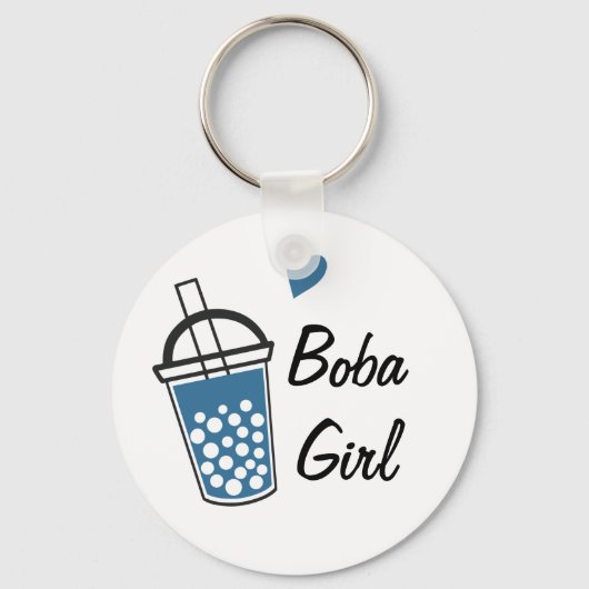 Love Heart Boba Girl Custom Novelty Sleutelhanger (Voorkant)