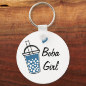 Love Heart Boba Girl Custom Novelty Sleutelhanger (Voorkant)
