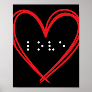Love Heart Braille Alfabet Braille Language Brail Poster