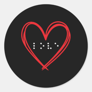Love Heart Braille Alfabet Braille Language Brail Ronde Sticker