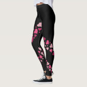 Love Heart Bum Leggings Zwart Schattige Roze Harte (Links)