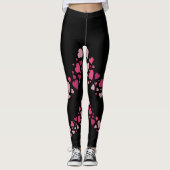 Love Heart Bum Leggings Zwart Schattige Roze Harte (Voorkant)