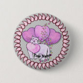 Love Heart Cat pinknop Ronde Button 5,7 Cm (Voorkant)