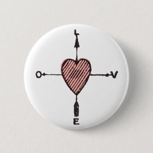 Love Heart Compass Button