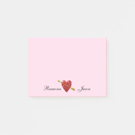 Love Heart Couples Names Post-it® notes (Voorkant)
