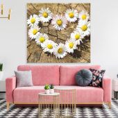 Love Heart Daisies Canvas Afdruk (Insitu (Woonkamer))