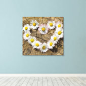 Love Heart Daisies Canvas Afdruk (Insitu (Houten vloer))