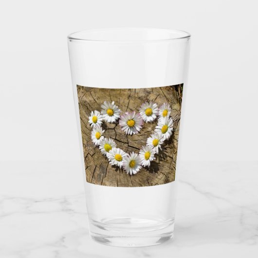 Love Heart Daisies Glas (Voorkant)