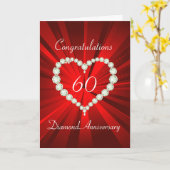 Love Heart Diamond 60th Anniversary Kaart (Gele Bloem)