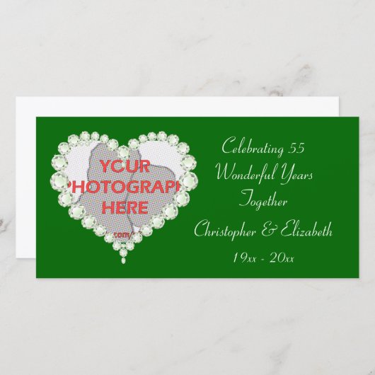 Love Heart Diamond Emerald Jubileum Aankondiging (Voorkant / Achterkant)