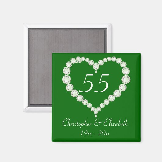 Love Heart Diamond Emerald Jubileum Magneet (Voorkant / Achterkant)