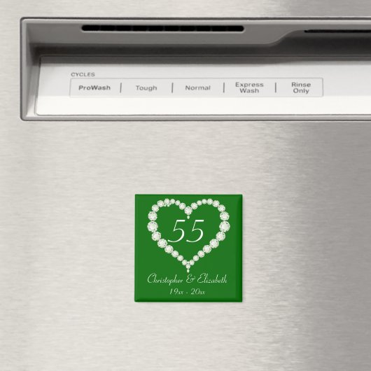 Love Heart Diamond Emerald Jubileum Magneet (Insitu (Vaatwasser))