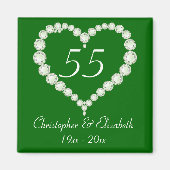 Love Heart Diamond Emerald Jubileum Magneet (Voorkant)