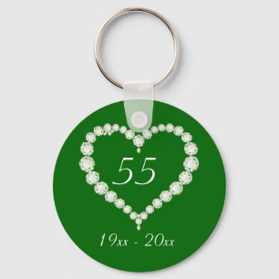 Love Heart Diamond Emerald Jubileum Sleutelhanger