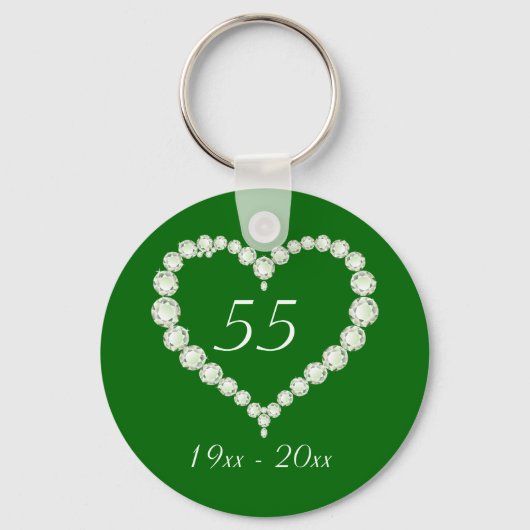 Love Heart Diamond Emerald Jubileum Sleutelhanger (Voorkant)