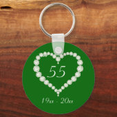 Love Heart Diamond Emerald Jubileum Sleutelhanger (Voorkant)