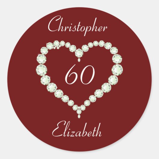 Love Heart Diamond Jubileum Ronde Sticker (Voorkant)