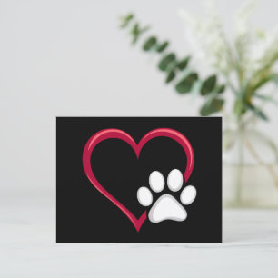 Love Heart Dog Paw Valentijnsdag Hondenliefhebber Briefkaart