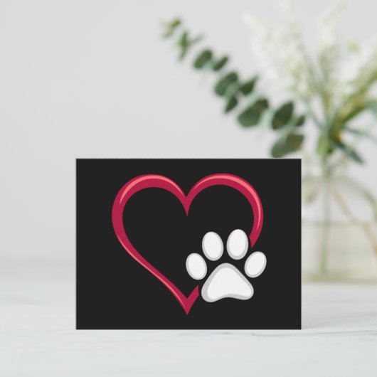 Love Heart Dog Paw Valentijnsdag Hondenliefhebber Briefkaart (Staand voorkant)