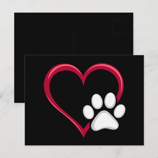 Love Heart Dog Paw Valentijnsdag Hondenliefhebber Briefkaart (Voorkant / Achterkant)