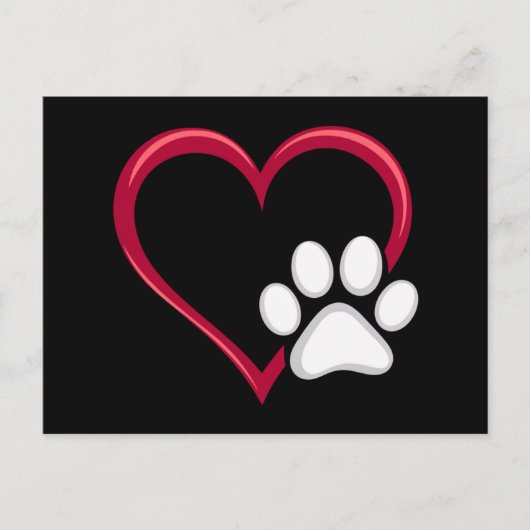 Love Heart Dog Paw Valentijnsdag Hondenliefhebber Briefkaart (Voorkant)