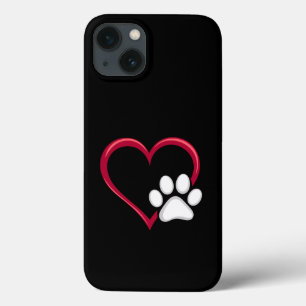 Love Heart Dog Paw Valentijnsdag Hondenliefhebber Case-Mate iPhone Case