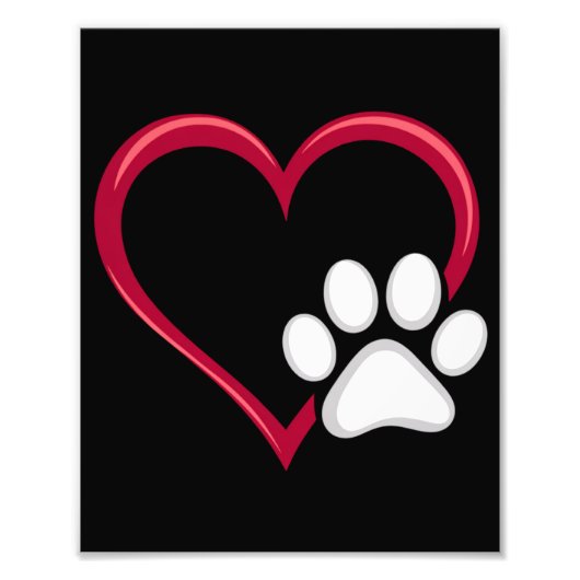 Love Heart Dog Paw Valentijnsdag Hondenliefhebber Foto Afdruk (Voorkant)