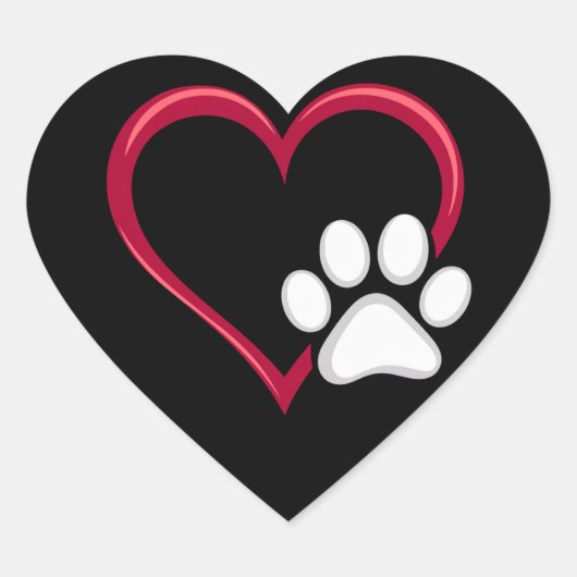 Love Heart Dog Paw Valentijnsdag Hondenliefhebber Hart Sticker (Voorkant)