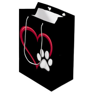 Love Heart Dog Paw Valentijnsdag Hondenliefhebber Medium Cadeauzakje
