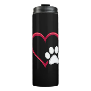 Love Heart Dog Paw Valentijnsdag Hondenliefhebber Thermosbeker