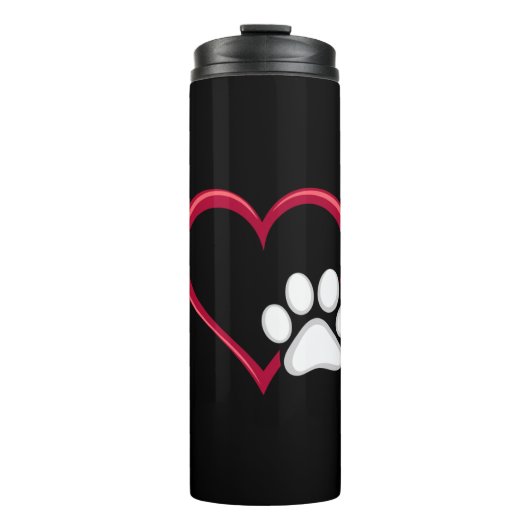 Love Heart Dog Paw Valentijnsdag Hondenliefhebber Thermosbeker (Voorkant)