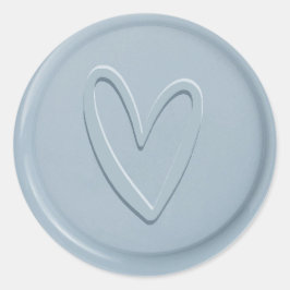 Love Heart Dusty Blue Wax Seal Sticker
