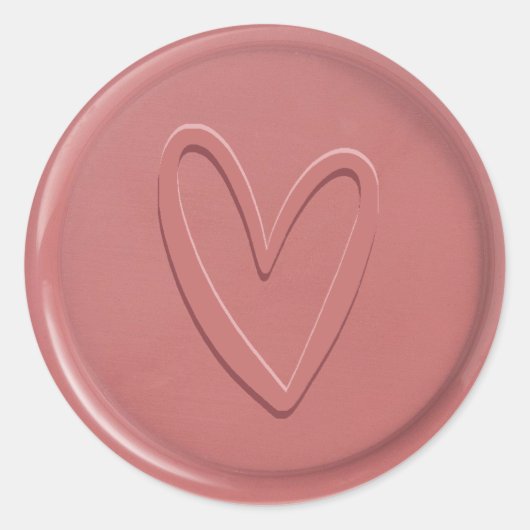 Love Heart Dusty Roos Wax Seal Sticker (Voorkant)