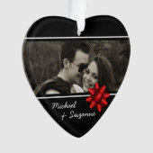 Love Heart Elegant Custom Photo Ornament (voorkant)