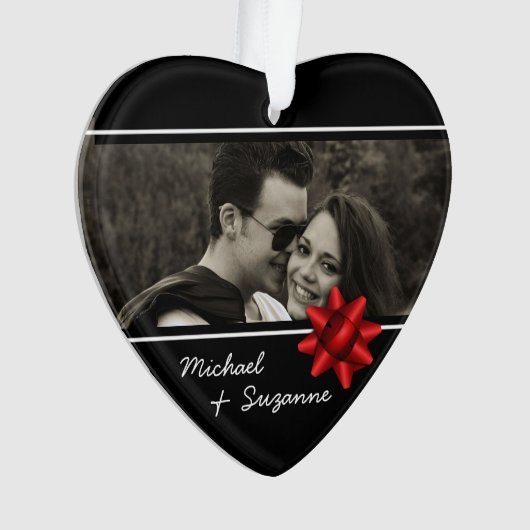 Love Heart Elegant Custom Photo Ornament (voorkant)